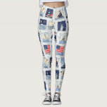 Layered Patriotic Paper Cut Tile Pattern (2) Leggings<br><div class="desc">Leggings - Bold layered paper-cut style featuring American landmarks,  flags,  and fireworks in red,  white,  and blue—ideal for patriotic creatives,  modern design lovers,  and USA pride enthusiasts.</div>