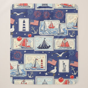 Layered Patriotic Paper Cut Tile Pattern (2) Sherpa Blanket