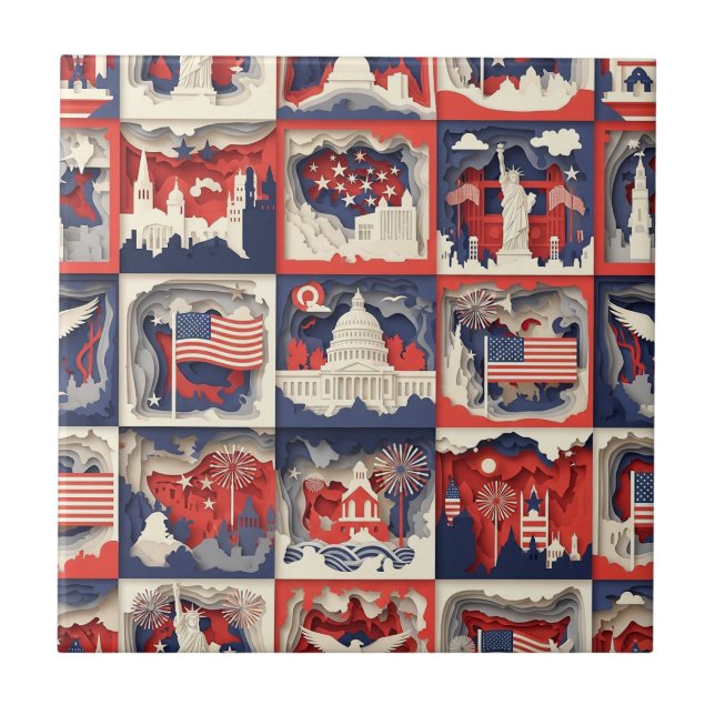 Layered Patriotic Paper Cut Tile Pattern (4) (Front)