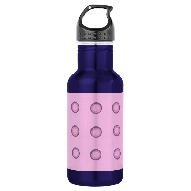 Layered Pink and Purple Polka Dots on 532 Ml Water Bottle (Front)