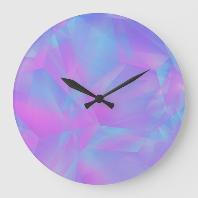 Layered Polygons Pink Blue Purple Large Clock (Front)