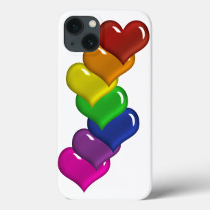 Layered Rainbow Coloured Hearts iPhone 13 Case