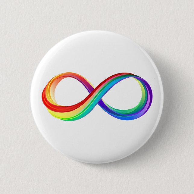 Layered Rainbow Infinity Symbol 2 Inch Round Button (Front)