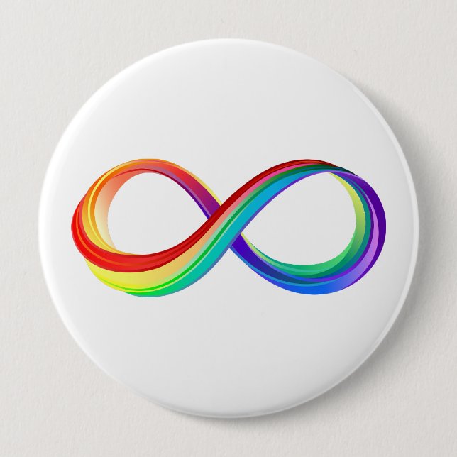 Layered Rainbow Infinity Symbol 4 Inch Round Button (Front)