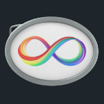 Layered Rainbow Infinity Symbol Belt Buckle<br><div class="desc">Bright symbol of infinity from plastic layers of red,  yellow,  green,  turquoise,  blue and purple saturated colours on white background.</div>