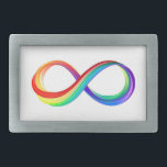 Layered Rainbow Infinity Symbol Belt Buckle<br><div class="desc">Bright symbol of infinity from plastic layers of red,  yellow,  green,  turquoise,  blue and purple saturated colours on white background.</div>