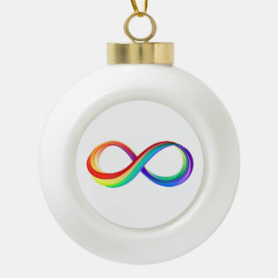 Layered Rainbow Infinity Symbol Ceramic Ball Christmas Ornament