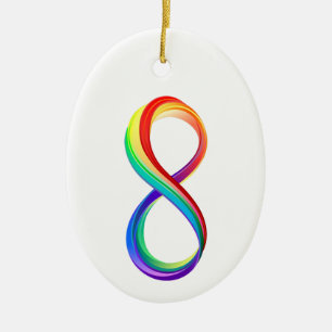 Layered Rainbow Infinity Symbol Ceramic Ornament