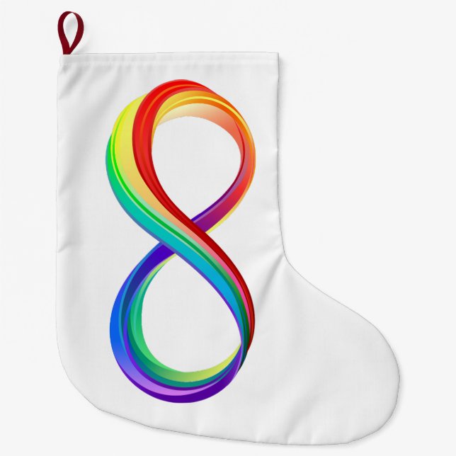 Layered Rainbow Infinity Symbol Large Christmas Stocking (Front)