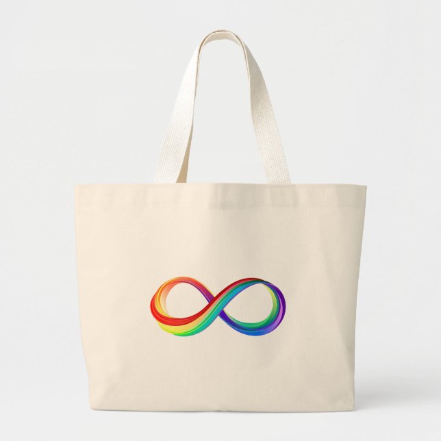 Layered Rainbow Infinity Symbol Large Tote Bag (Front)