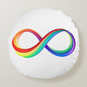 Layered Rainbow Infinity Symbol Round Pillow