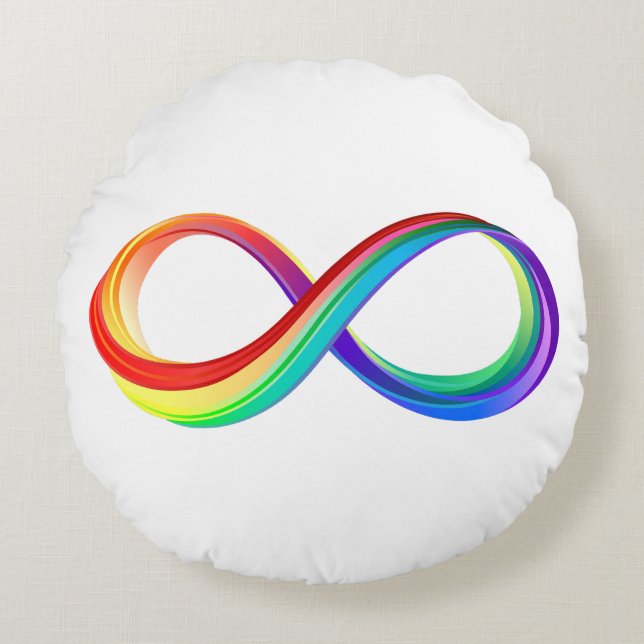 Layered Rainbow Infinity Symbol Round Pillow (Front)