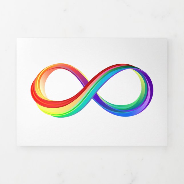 Layered Rainbow Infinity Symbol Tri-Fold Holiday Card (Cover)