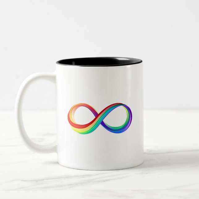 Layered Rainbow Infinity Symbol Two-Tone Coffee Mug (Left)