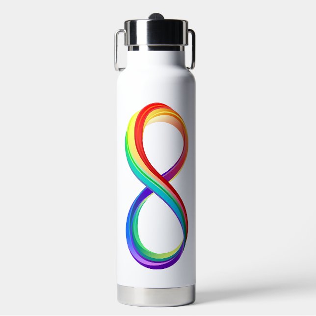 Layered Rainbow Infinity Symbol Water Bottle (Front)