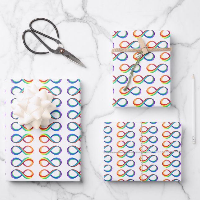 Layered Rainbow Infinity Symbol Wrapping Paper Sheet (Front)
