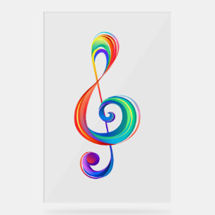 Layered rainbow treble clef acrylic sign