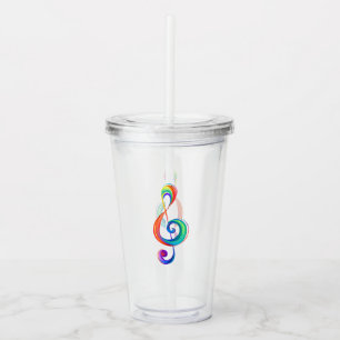 Layered rainbow treble clef acrylic tumbler