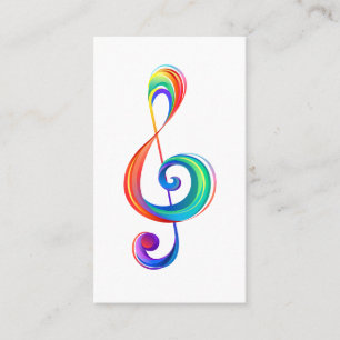 Layered rainbow treble clef appointment card