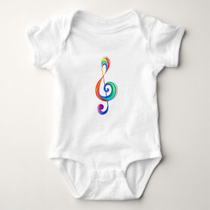 Layered rainbow treble clef baby bodysuit