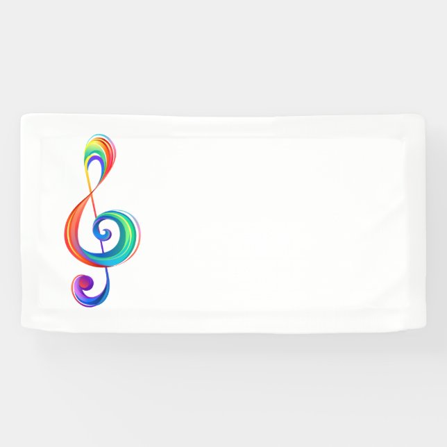 Layered rainbow treble clef banner (Horizontal)