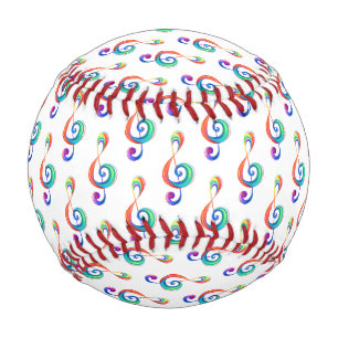 Layered rainbow treble clef baseball