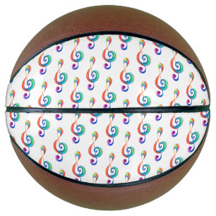 Layered rainbow treble clef basketball