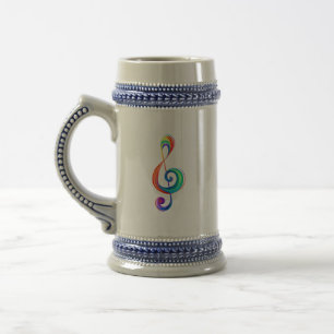 Layered rainbow treble clef beer stein