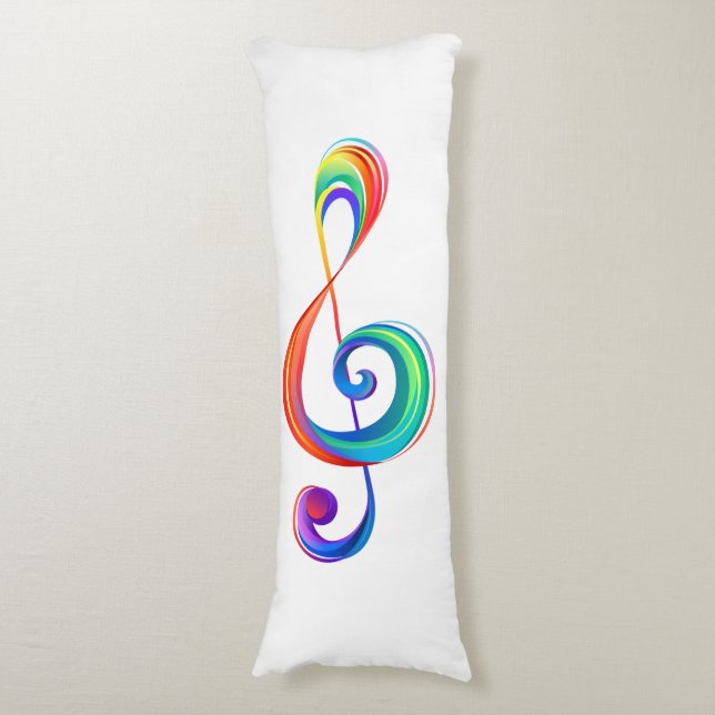 Layered rainbow treble clef body pillow (Front Vertical)