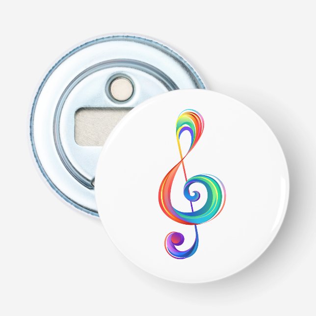 Layered rainbow treble clef bottle opener (Front)