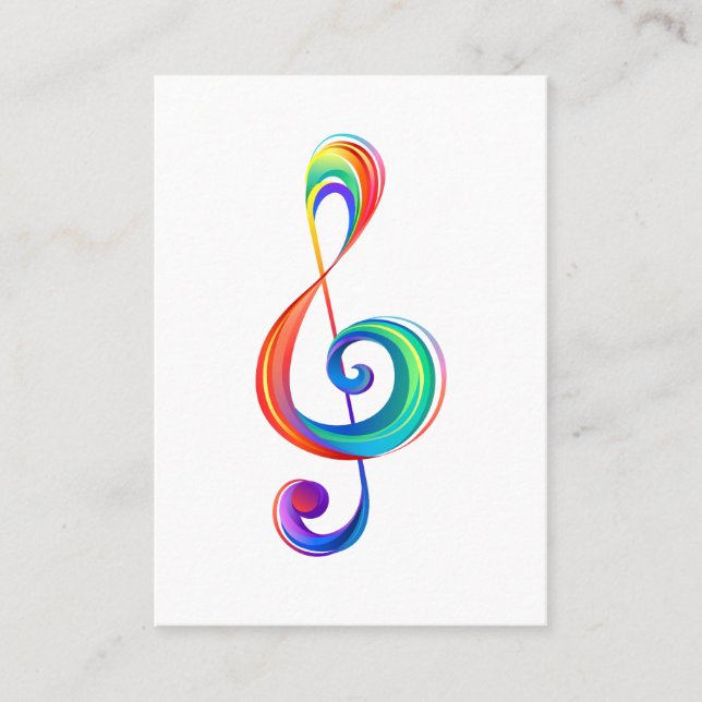 Layered rainbow treble clef calling card (Front)