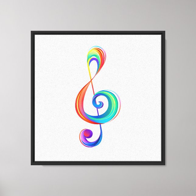 Layered rainbow treble clef canvas print (Front)