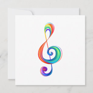 Layered rainbow treble clef card