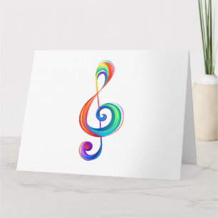 Layered rainbow treble clef card
