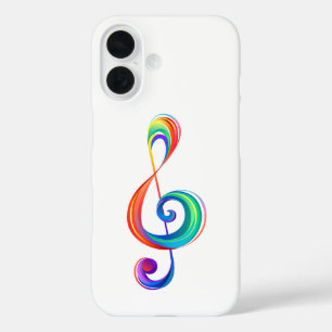 Layered rainbow treble clef iPhone 16 case