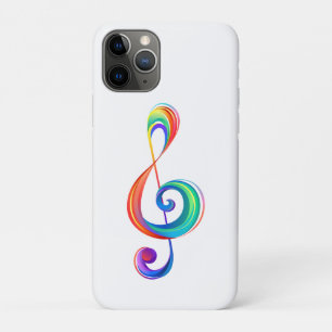 Layered rainbow treble clef iPhone 11 pro case