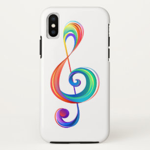 Layered rainbow treble clef iPhone XS case