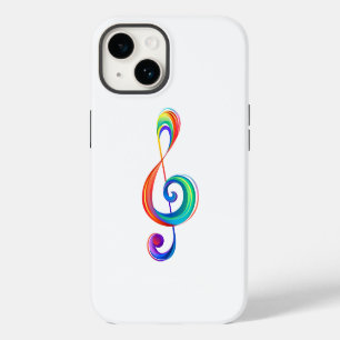 Layered rainbow treble clef Case-Mate iPhone 14 case