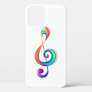 Layered rainbow treble clef iPhone 12 pro case