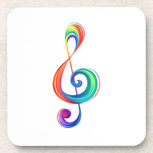 Layered rainbow treble clef coaster
