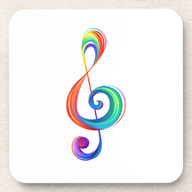 Layered rainbow treble clef coaster (Front)