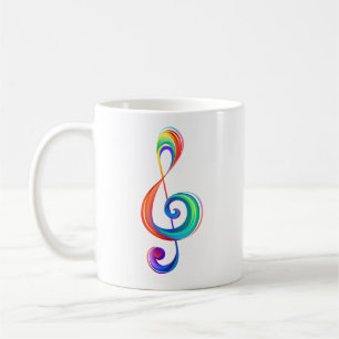 Layered rainbow treble clef coffee mug