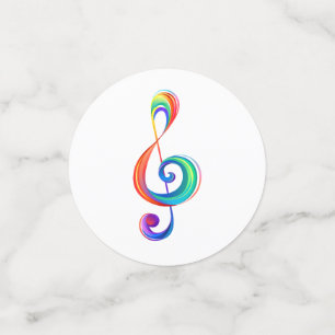 Layered rainbow treble clef confetti