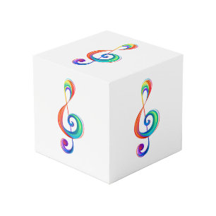 Layered rainbow treble clef cube
