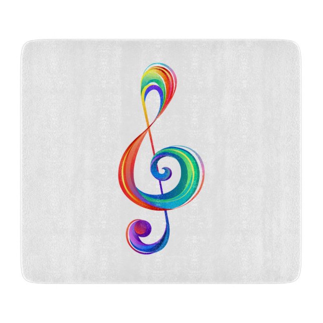 Layered rainbow treble clef cutting board (Front)