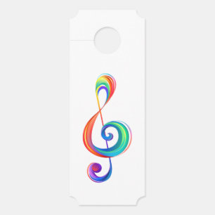 Layered rainbow treble clef door hanger