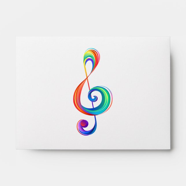 Layered rainbow treble clef envelope (Front)