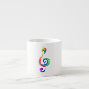 Layered rainbow treble clef espresso cup