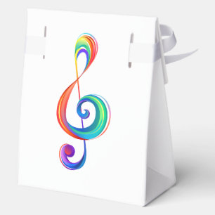 Layered rainbow treble clef favor box