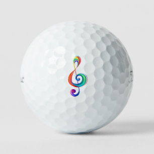 Layered rainbow treble clef golf balls